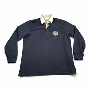 Eddie Bauer Polo Shirt Adult LARGE TALL Blue Rugby Sport Shop Big Logo Preppy